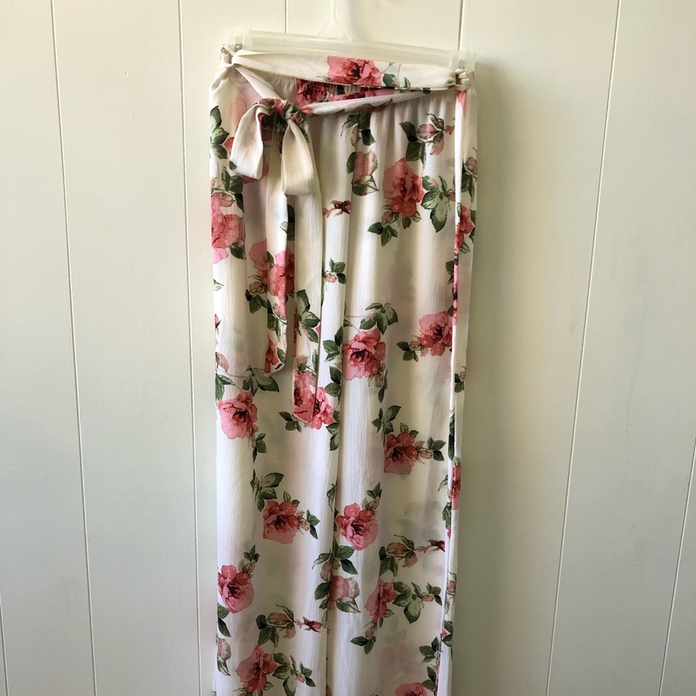 Pink Floral Flowy Pants
